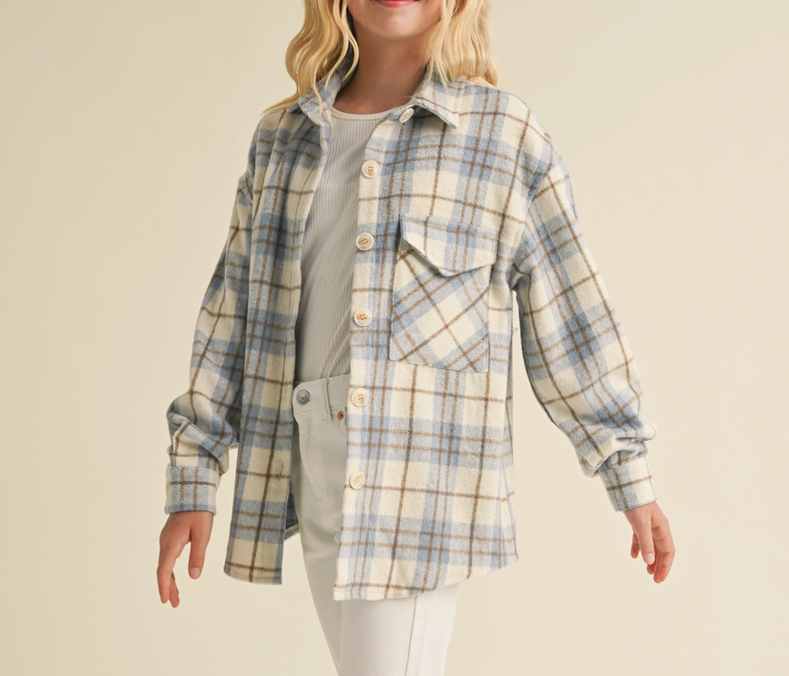 Kurt Plaid Shacket - Blue/Cream