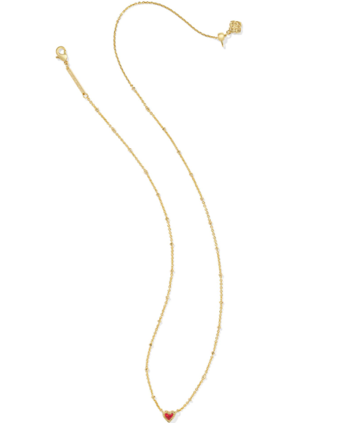 MINI ARI HRT STLT NCK GOLD RED KYOCERA OPAL