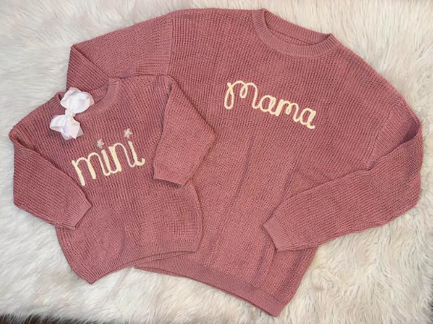MAMA Oversized Sweater- Pink
