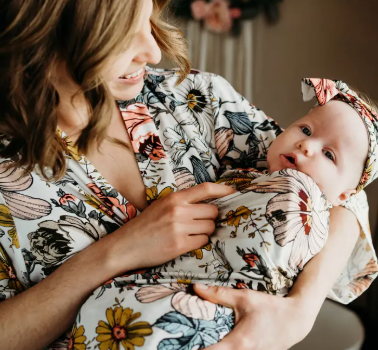 Floral Maternity Delivery Gown & Swaddle