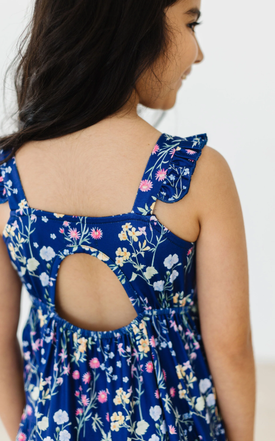 Leah Sunny Meadows Ruffle Maxi Dress- Blue