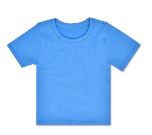 Bright Blue Ribbed Short Sleeve Shirt