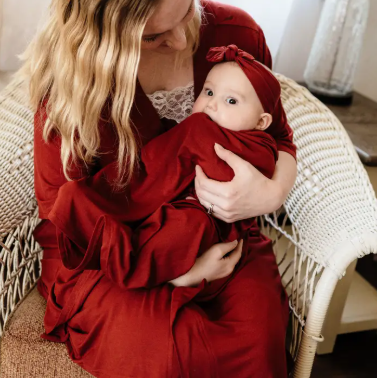 Brick Red Maternity Delivery Gown Set