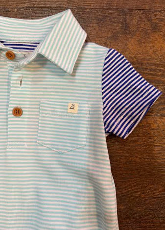 Saltash Polo Romper- Blue