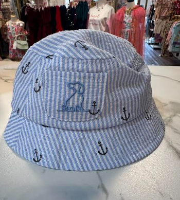 Fisherman Woven Anchor Seersucker Bucket Hat