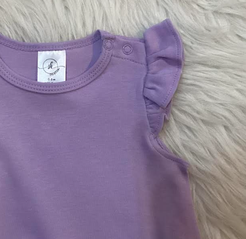 Hali Flutter Sleeve Bubble Onesie- Lavender