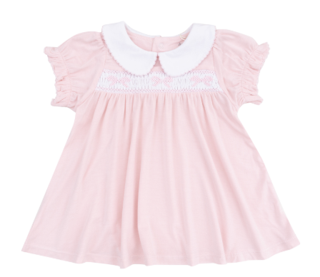 Smocked Collar Dress- Pink Ruffle