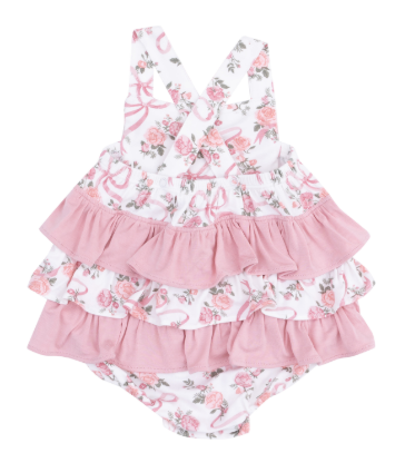 Ruffle Sunsuit- Ribbons & Flowers