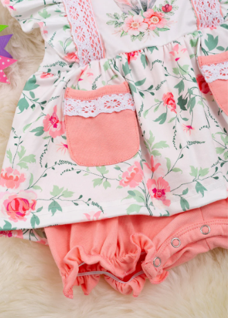 Sol Flower Tunic & Bloomer Short Set- Coral