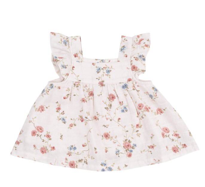 Pinafore & High Waisted Diaper Cover- Roses
