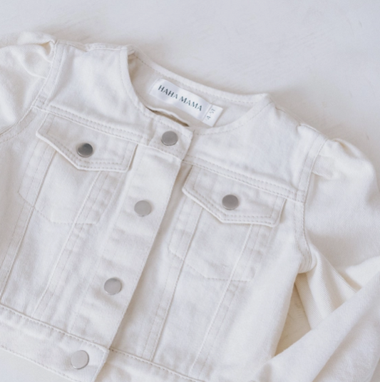 Lee Cropped Denim Jacket- Ivory