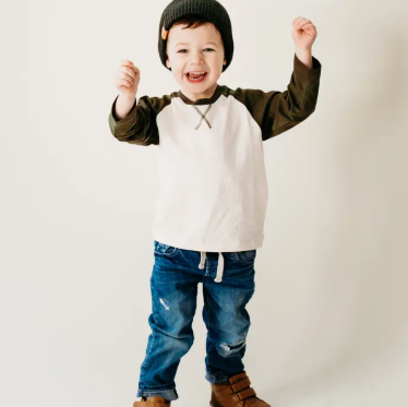 Rio Raglan Baseball Tee- Green