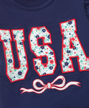 USA Tee & Floral Shorts
