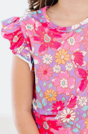 Hawaiian Floral Ruffle Tee