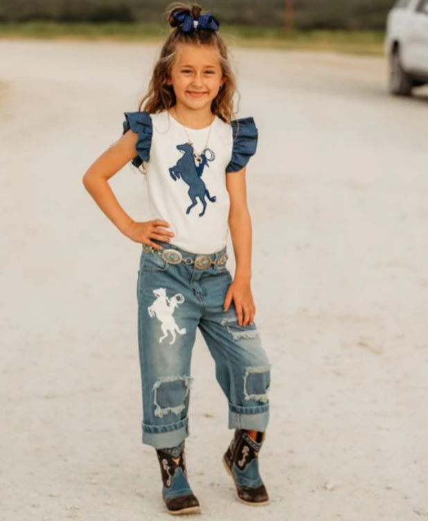 Raring Horse Denim Capris
