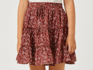 Dario Ruffle Tier Skirt- Burgundy