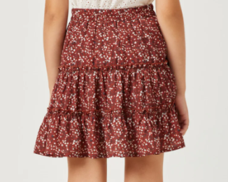 Dario Ruffle Tier Skirt- Burgundy