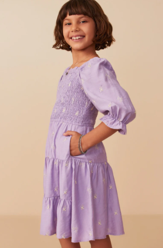 Auro Smocked Midi Dress- Lavender
