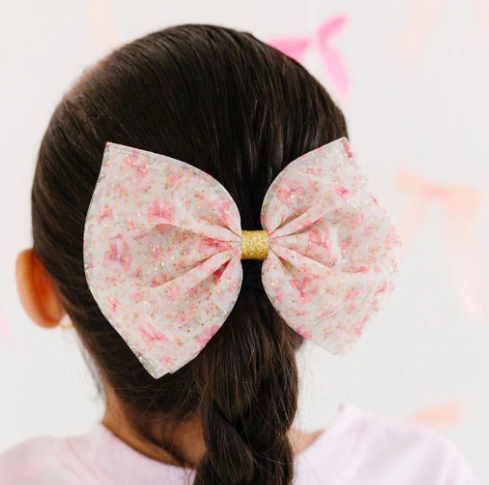 Ditsy Floral Tulle Bow Clip
