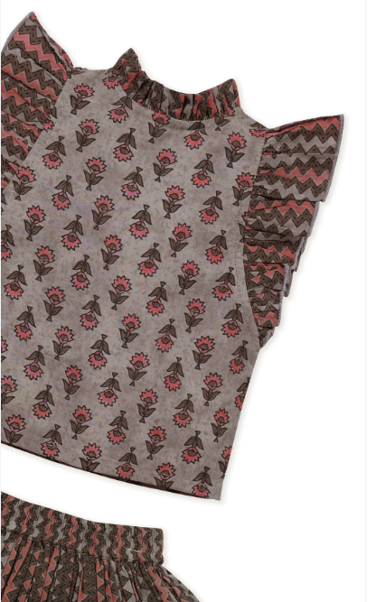 Tittli Top & Skirt Set- Mocha