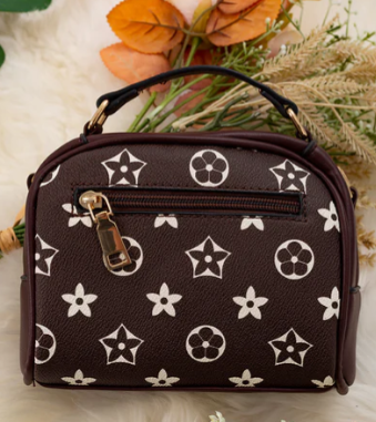 Brown/Maroon Star Printed Satchel