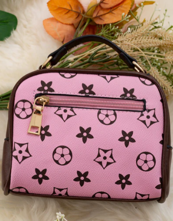 Pink/Brown Star Printed Satchel