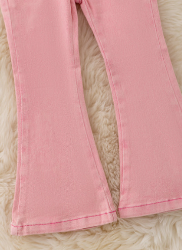 Jeanne Bootcut Denim Pants- LT Pink