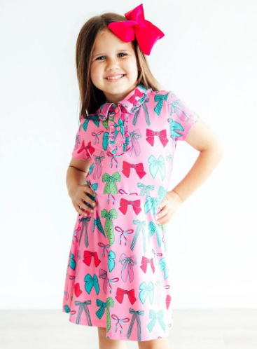 Pink Twirls & Ties Polo Dress