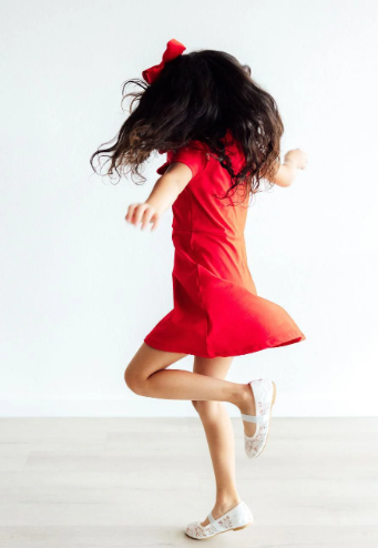 Ruffle Polo Dress- Red