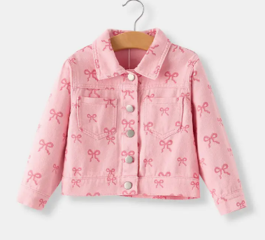 Denim Bow Jacket- Pink