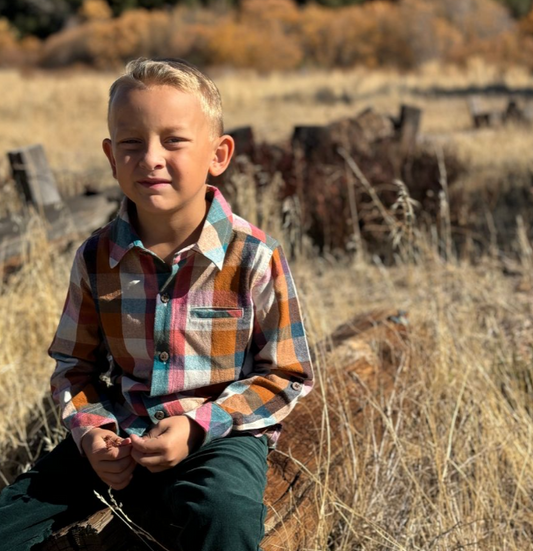 Atwood Woven Shirt- Rust/Turq. Madras