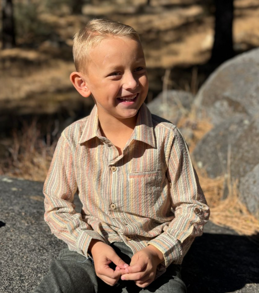 Atwood Woven Shirt- Brown Multi Stripe