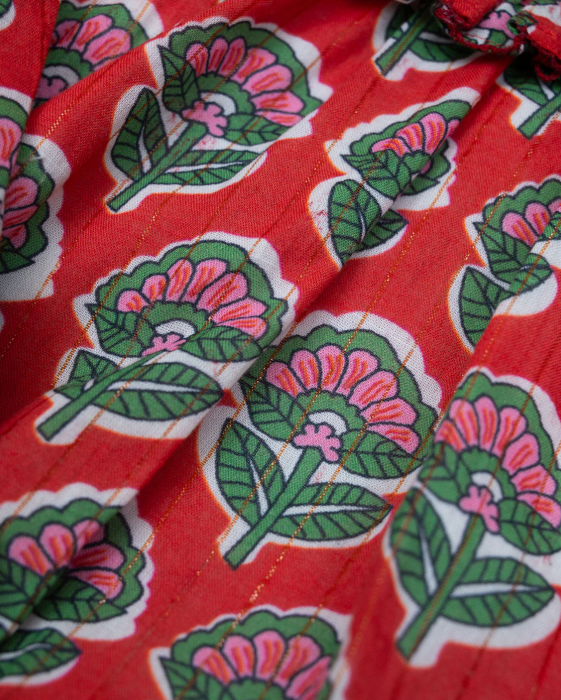 Floral Bubble Onesie - Red/Green