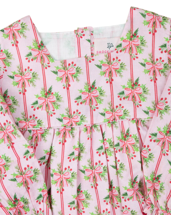 Bow Striped Bubble Onesie-Pink/Green