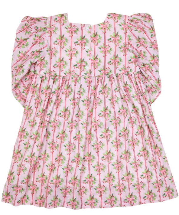 Bow Striped Dress- Pink/Green