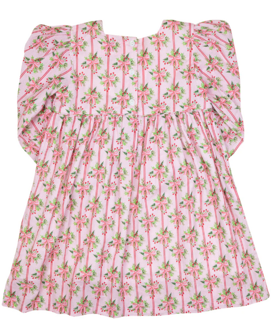 Bow Striped Dress- Pink/Green