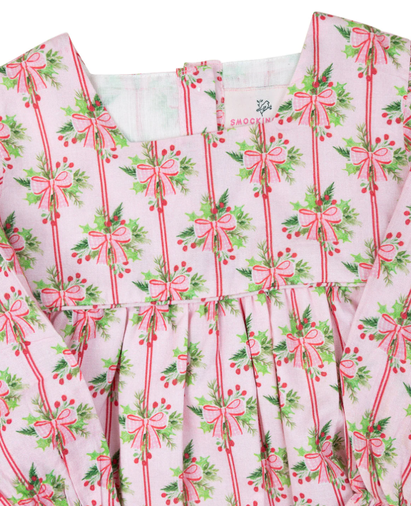 Bow Striped Dress- Pink/Green