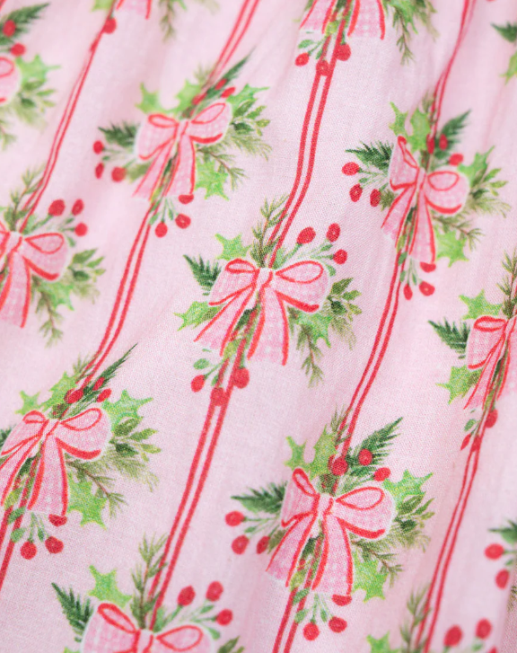 Bow Striped Dress- Pink/Green