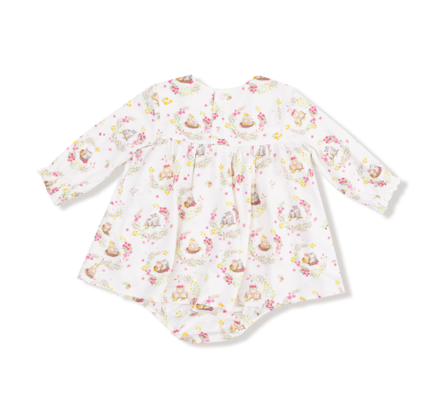 Floral Owl Families Smocked Bubble Dress