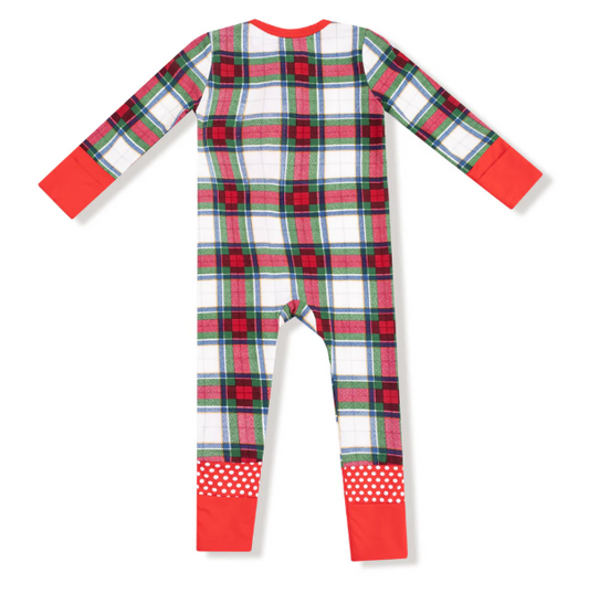 Holiday Plaid 2 Way Zipper Romper