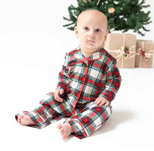 Holiday Plaid Kids L/S Top & Pant- Red/Green