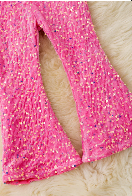 Gypsy Sequin Bell Bottoms-Pink