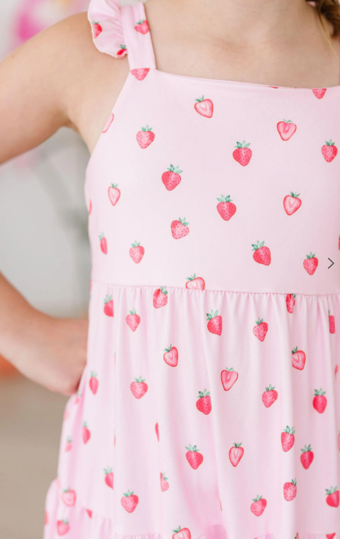 Sweet Strawberries Ruffle Maxi Dress