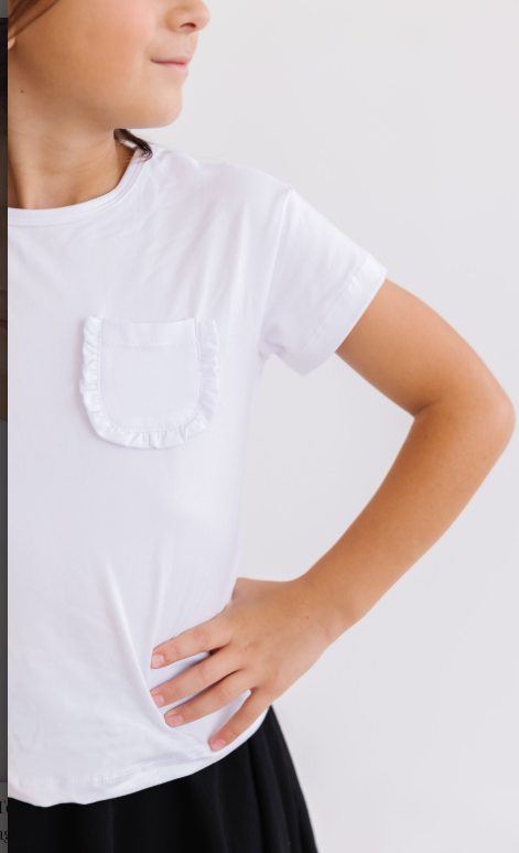 White Ruffle Pocket Tee