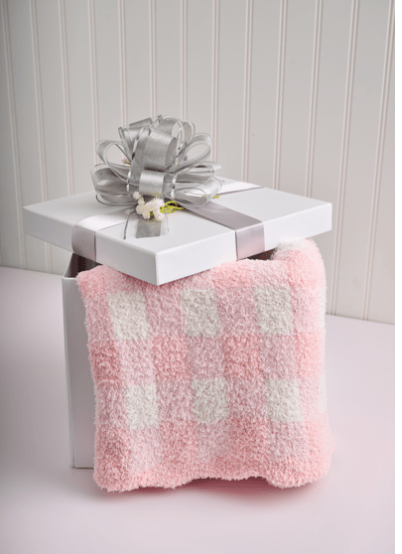 Pink Gingham Chenille Blanket