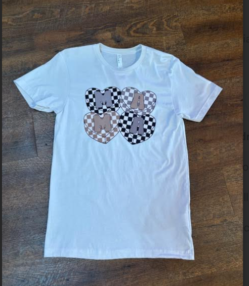 Mama + Mini Checker Hearts Tee- Mama