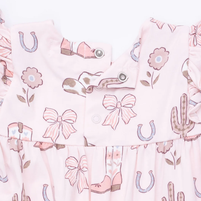 Cowgirl Boots & Bows Ruffle Romper