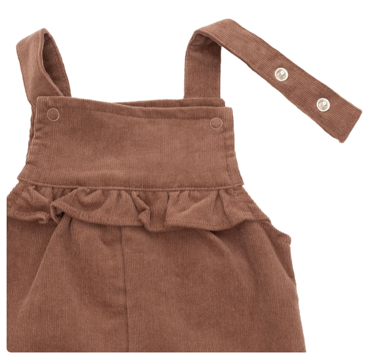 Yoke Ruffle Corduroy Overall