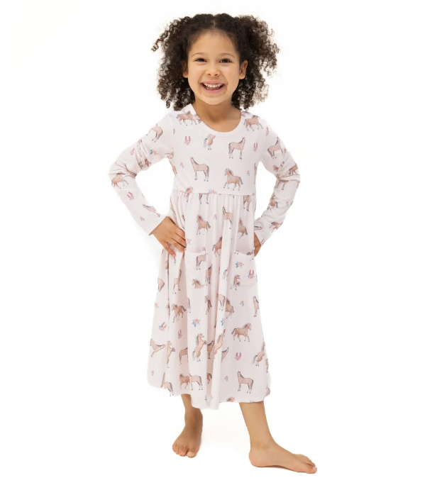 I Love Horses Twirly LS Dress