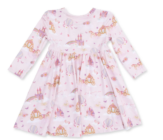 Twirly LS Princess Unicorns & Castle Dress w/ Shorts